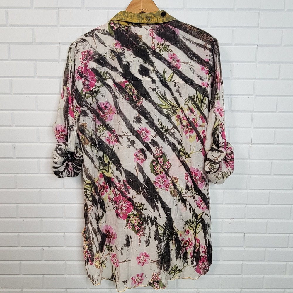 Aratta Silent Journey Blouse Tunic‎ Top Medium Embroidered Boho Artsy Sheer - Picture 4 of 13
